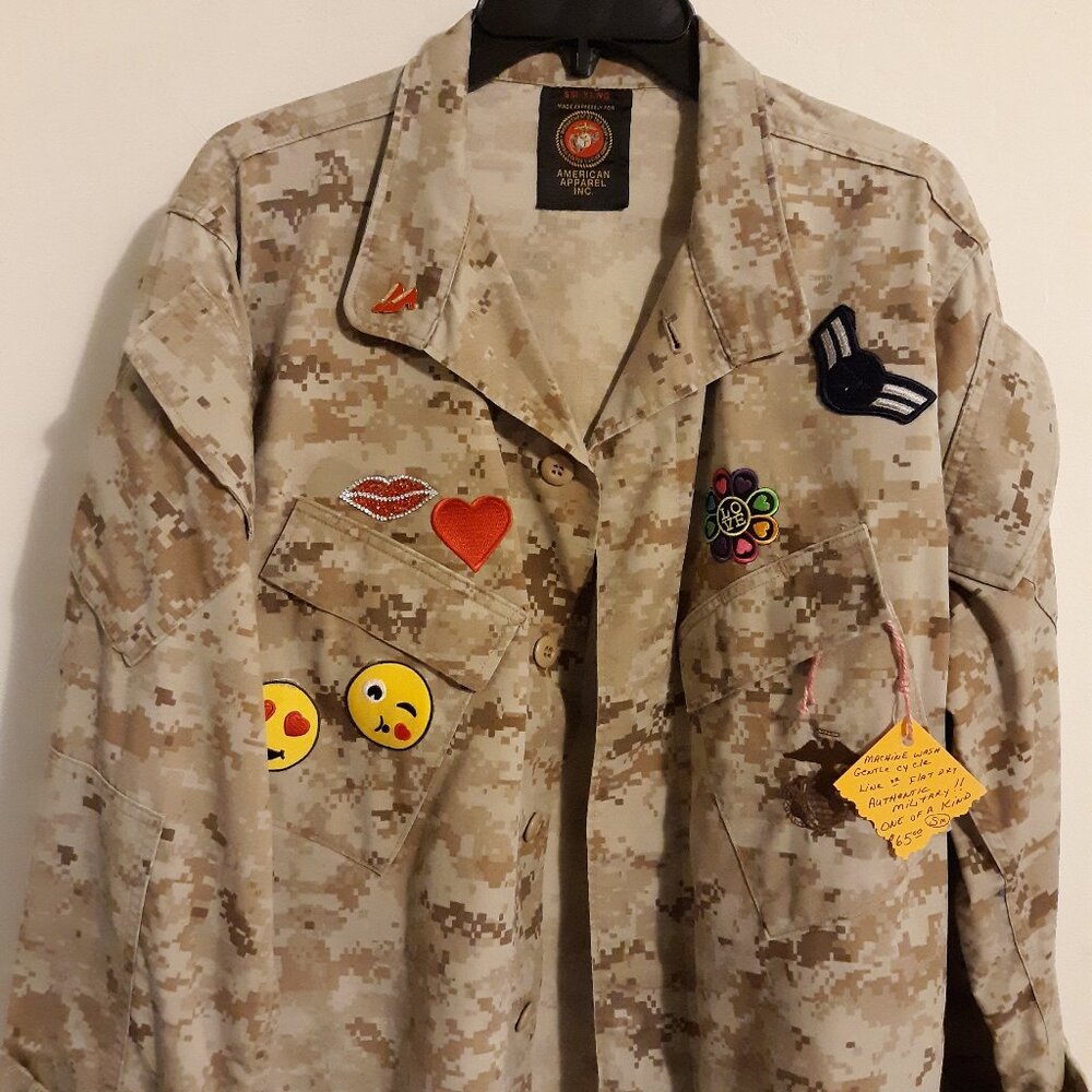 AUTHENTIC  MILITARY JACKET Camo Digital Pattern Upcycled  Cover Up